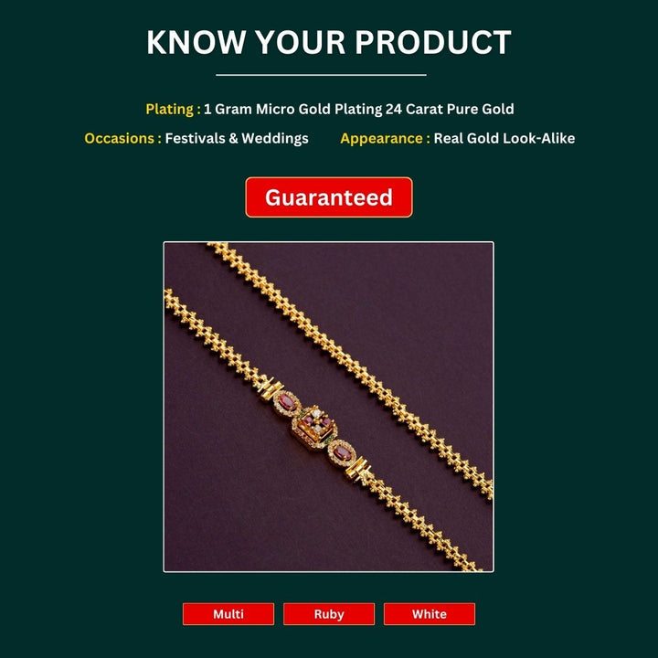 Micro gold plated Mugappu Chain Measurement Image -Sasitrends