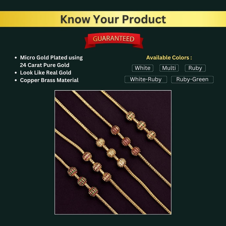 Micro Gold Plated Mugappu Chain Measurement Image - Sasitrends