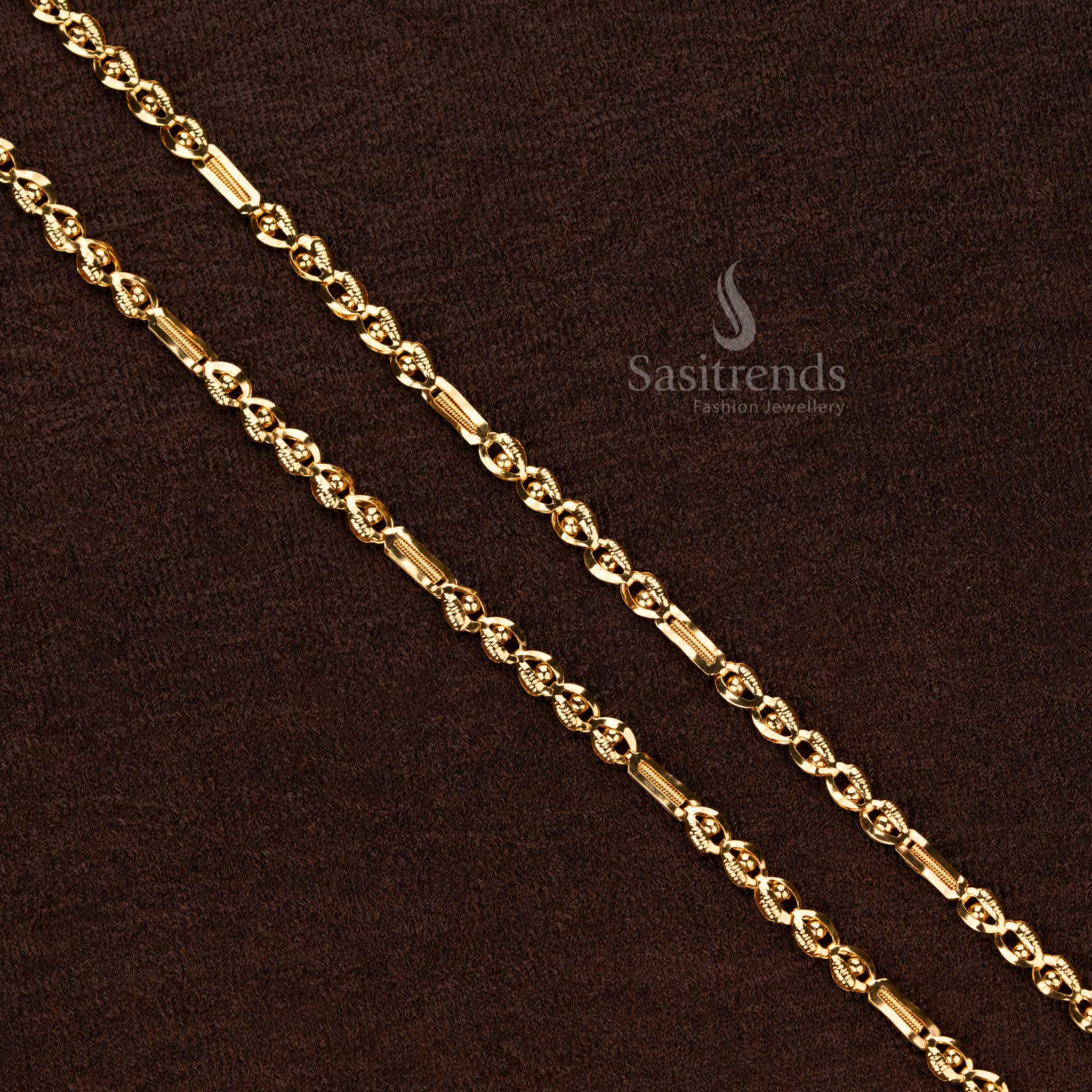 Sasitrends Guaranteed One Gram Micro Gold Plated Chain with Intricate  Twist Design