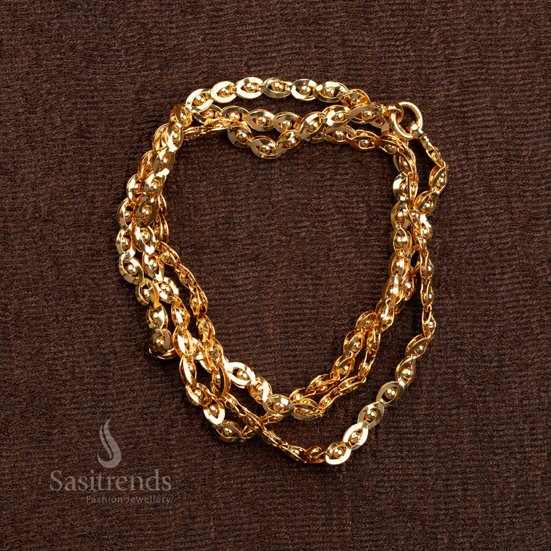 Adorn your neckline with this Luxurious One Gram Micro Gold Plated Chain, featuring an intricate twist pattern - Sasitrends