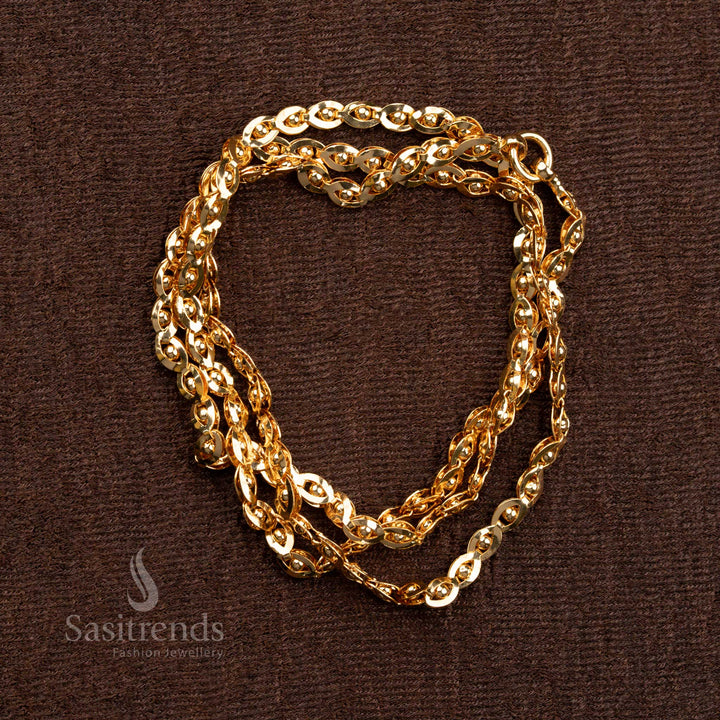 Adorn your neckline with this Luxurious One Gram Micro Gold Plated Chain, featuring an intricate twist pattern - Sasitrends