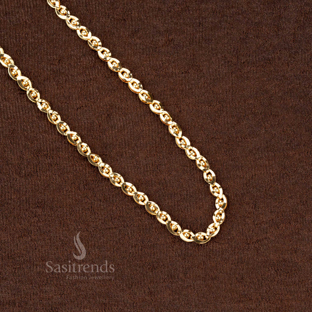 Experience the elegance of a Guaranteed One Gram Micro Gold Plated Chain with Intricate Twist Design, a premium traditional Indian jewellery piece - Sasitrends