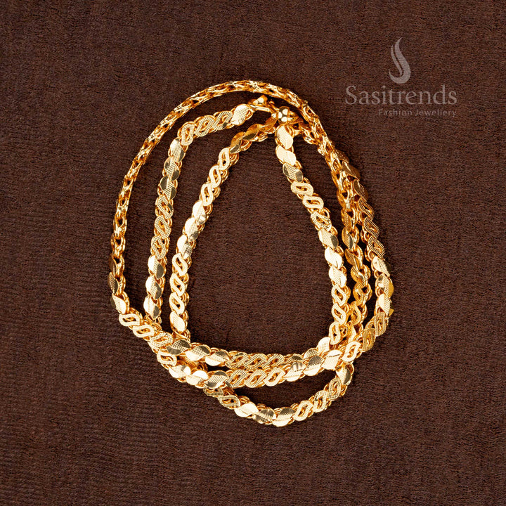 One Gram Micro Gold Plated S Cut Designer Chain – A luxurious wedding celebration jewellery piece with a dazzling finish - Sasitrends