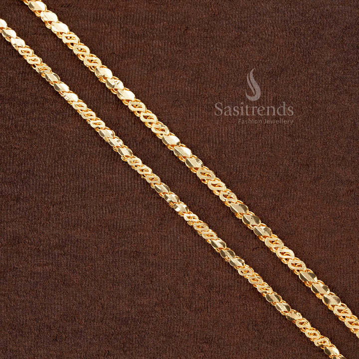 Micro Gold Plated S Cut Chain – A traditional ethnic wear jewellery design with intricate detailing for festive elegance - Sasitrends