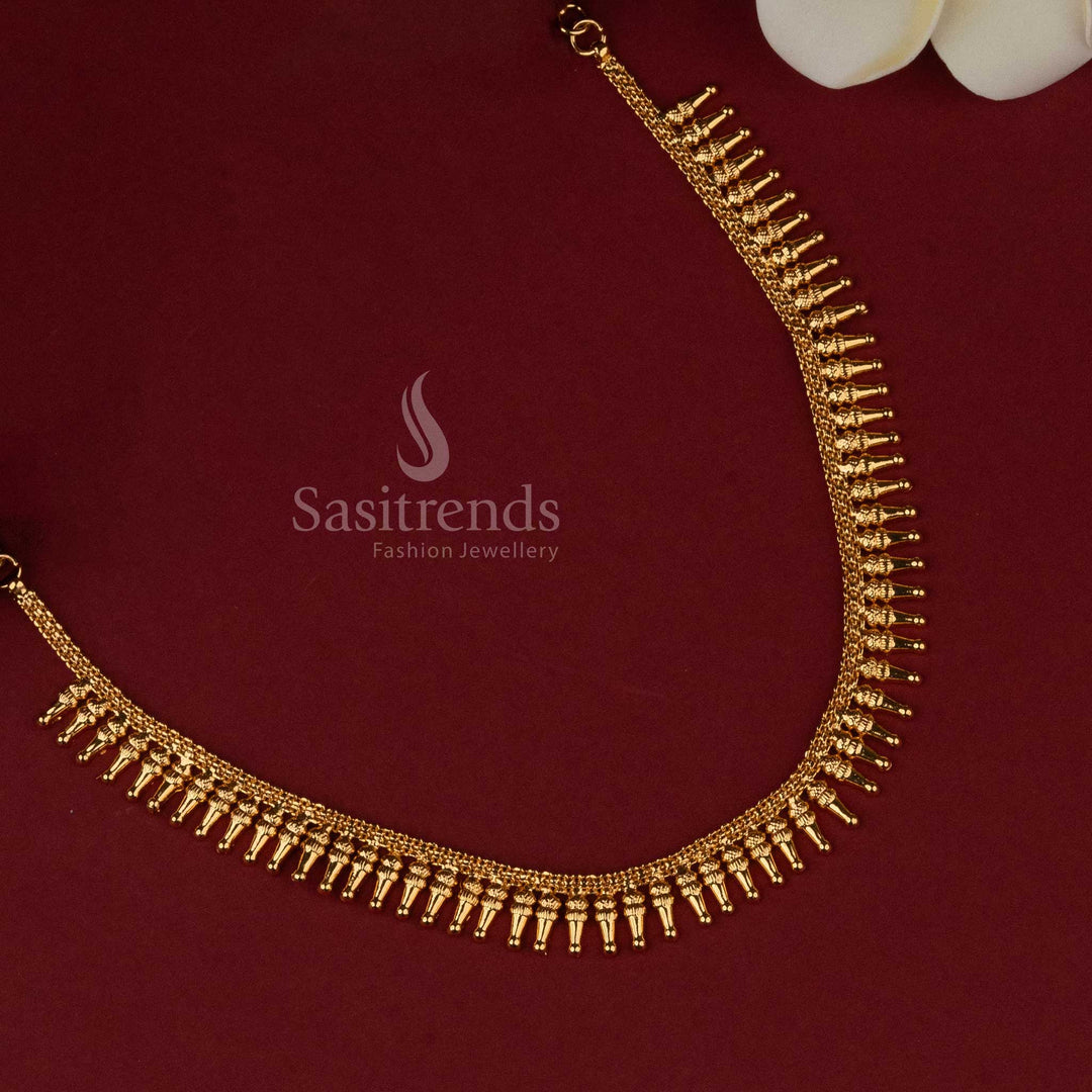 Guaranteed One Gram Micro Gold Plated Kerala Pillar Necklace -Sasitrends