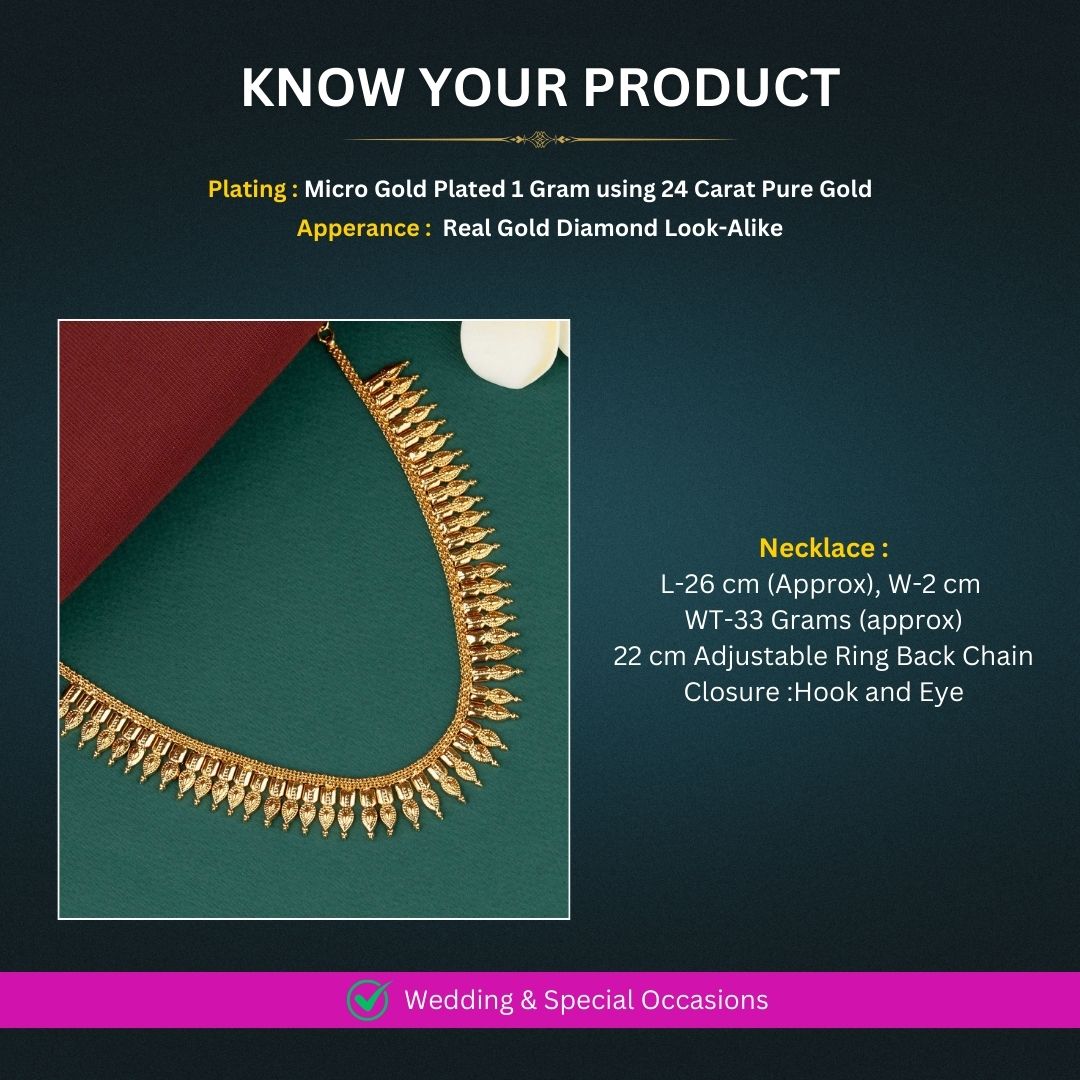 Micro Gold Plated Necklace Set Measurement Image - Sasitrends