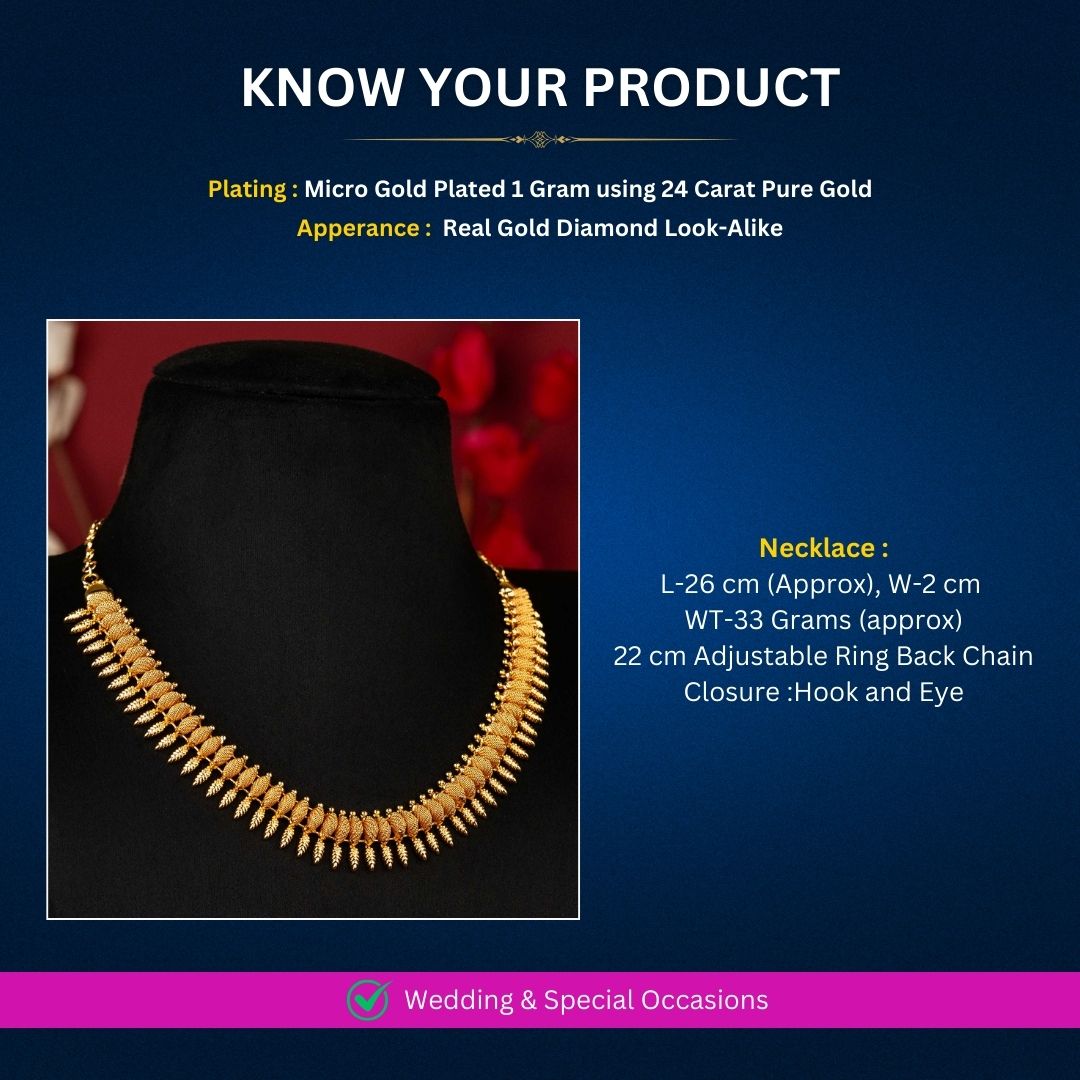 Micro Gold Plated Necklace Set Measurement Image - Sasitrends