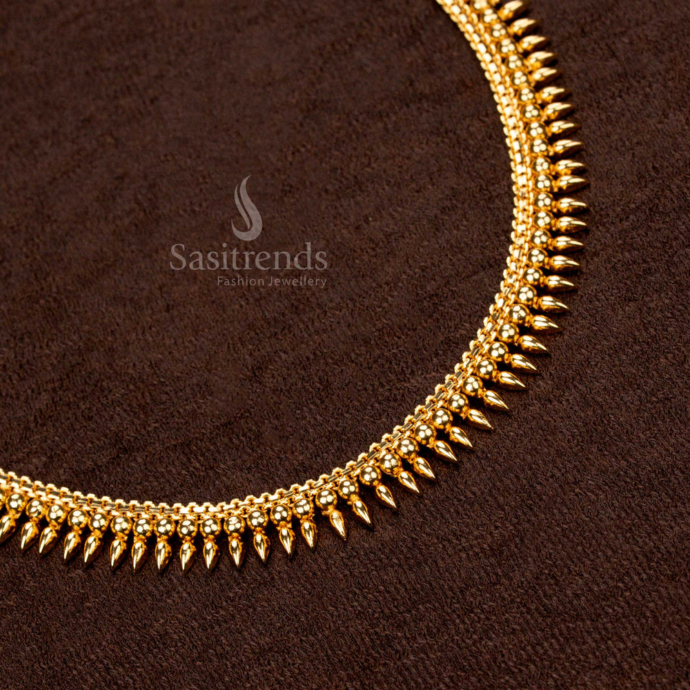 Temple Wear Micro Gold Plated Kerala Necklace, Traditional Drop Motif Chain, South Indian Jewellery – Sasitrends