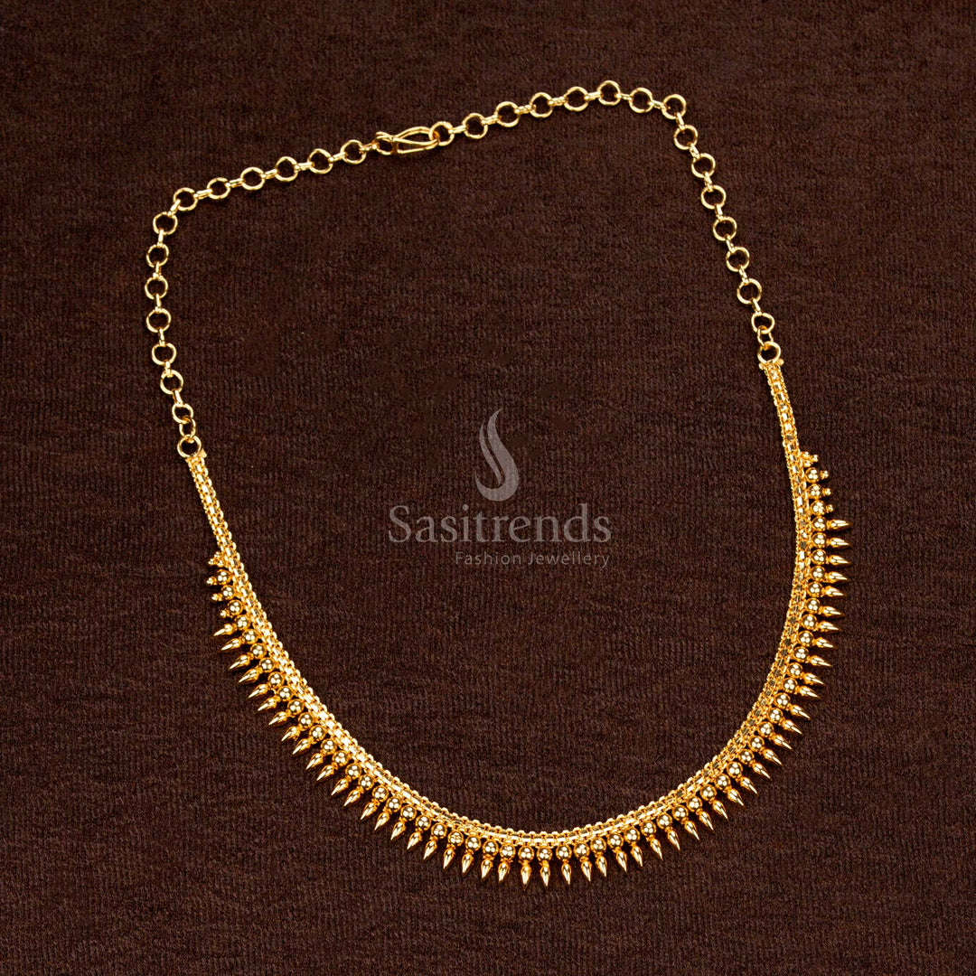 Micro Gold Plated Traditional Kerala Necklace with Hook Clasp, Intricate Bead Chain, One Gram – Sasitrends