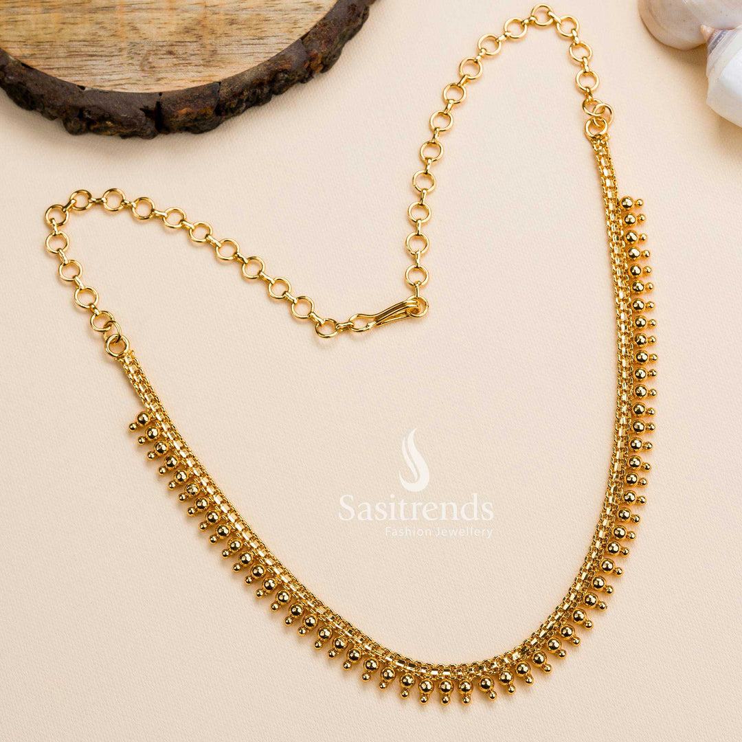 Elegant micro gold-plated golden ball necklace, perfect for pairing with traditional attire - Sasitrends