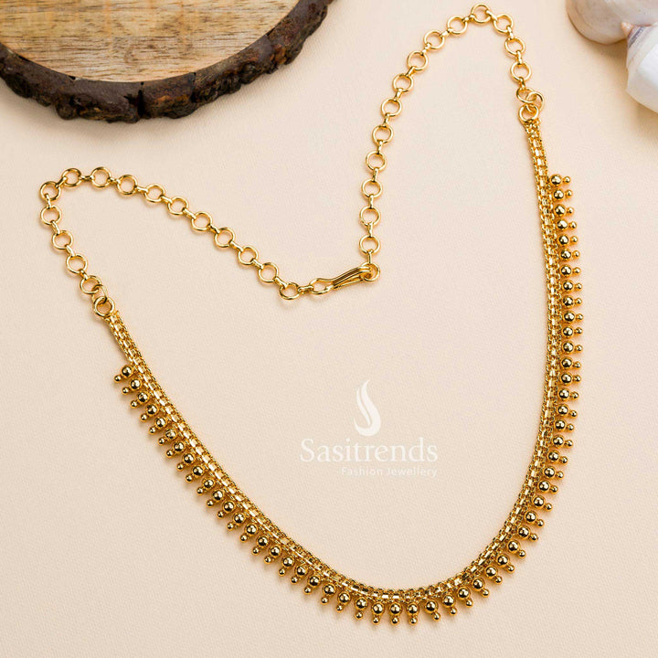 Elegant micro gold-plated golden ball necklace, perfect for pairing with traditional attire - Sasitrends