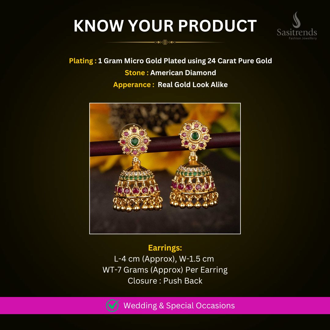 Micro gold plated AD Earrings Measurement image - Sasitrends