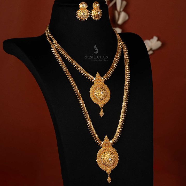 Wedding One Gram Micro Gold Plated Guaranteed Combo Necklace  Jewellery Set - Sasitrends