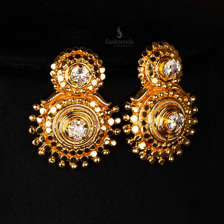 Wedding One Gram Micro Gold Plated Necklace Combo Set with intricate designs earrings - Sasitrends