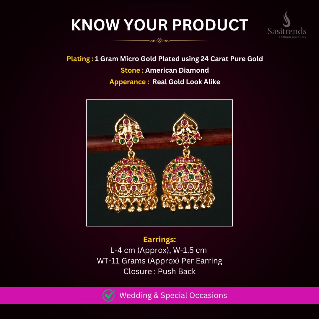 Micro gold plated AD Earrings Measurement image - Sasitrends