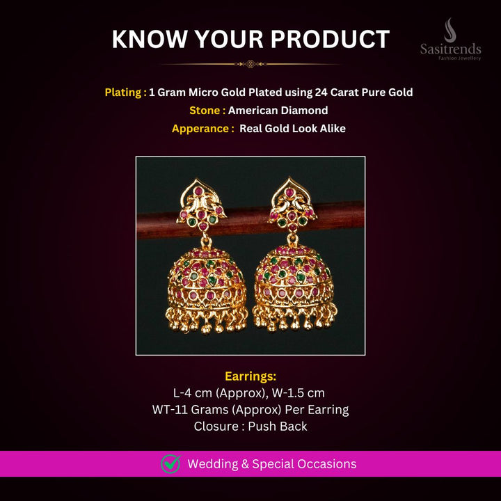 Micro gold plated AD Earrings Measurement image - Sasitrends