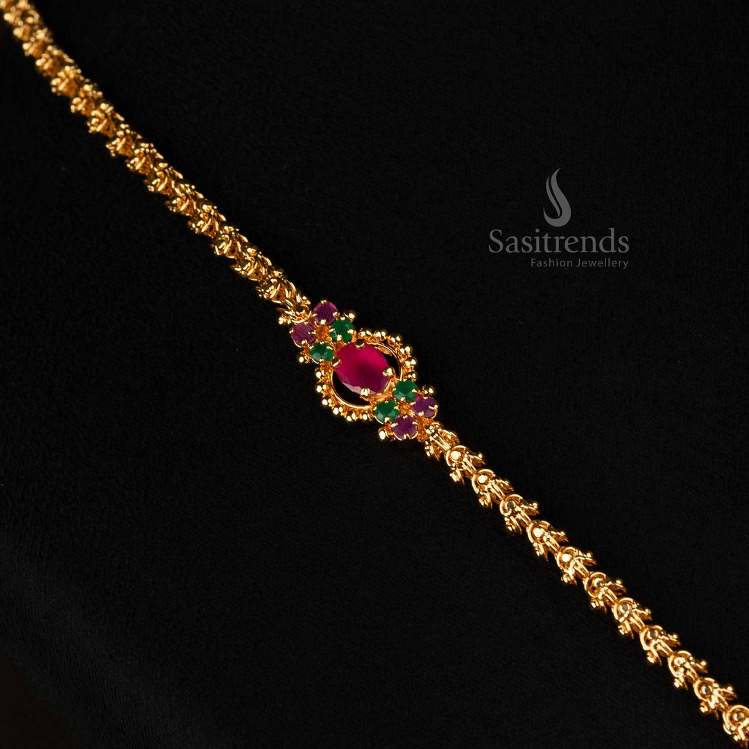 Ruby-green Dasavatharam pendant necklace for party wear and special occasions - Sasitrends