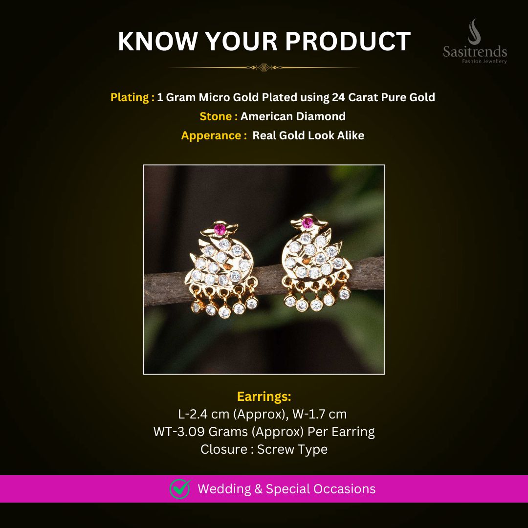Micro gold plated AD Earrings Measurement image - Sasitrends