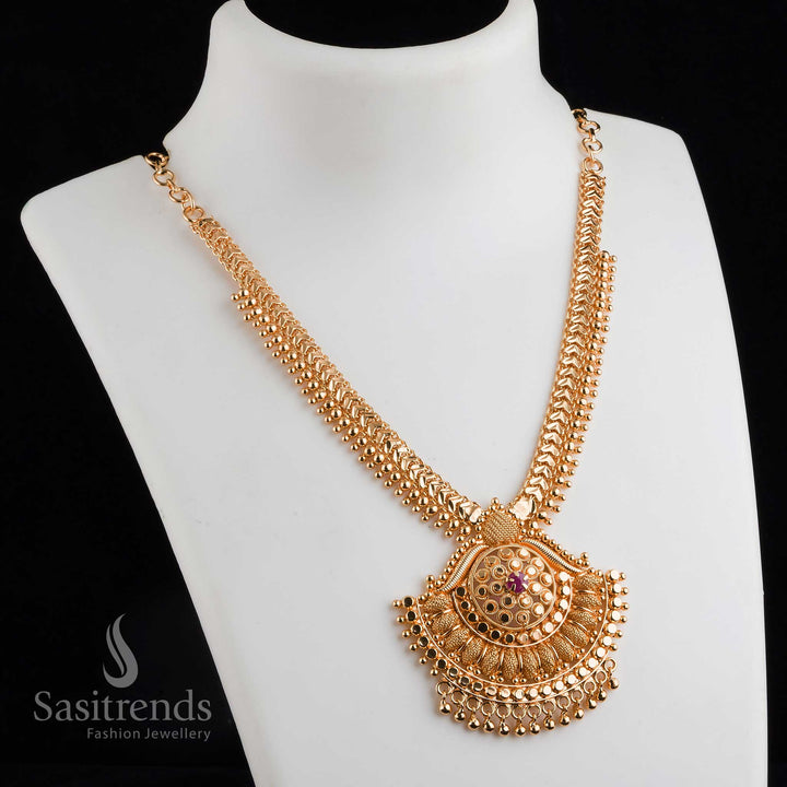 Traditional Micro Gold Plated Necklace Set for Festive Wear - Sasitrends