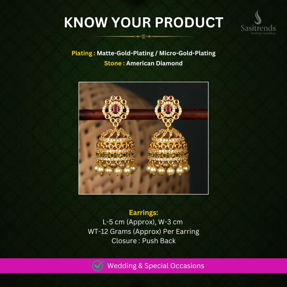 Matte and Micro Gold Plated AD Earrings Measurement Image - Sasitrends
