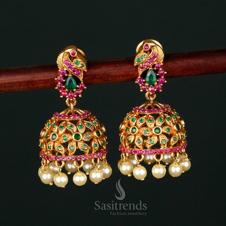 Micro Gold Plated Earrings Ruby Green Color - Sasitrends