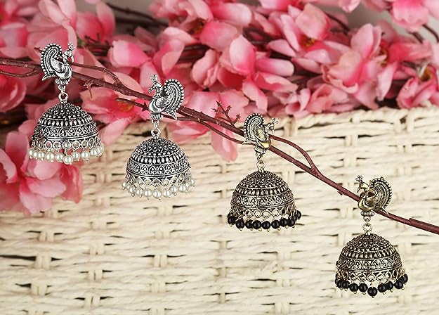 Club Factory Oxidised Earrings Jhumka Earrings Combo