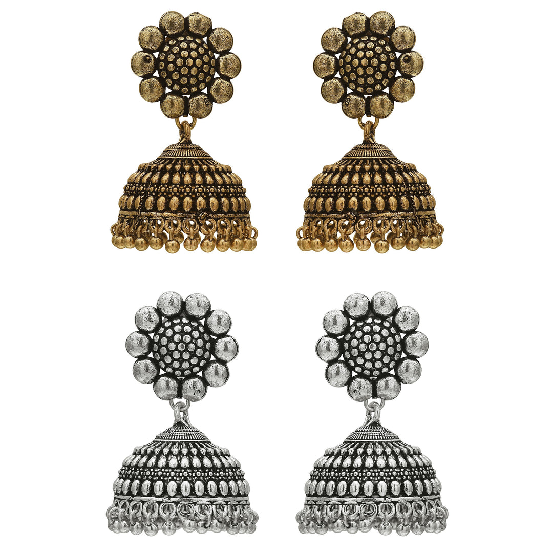 Elegant Oxidised German Silver Jhumka Set - Timeless Charm