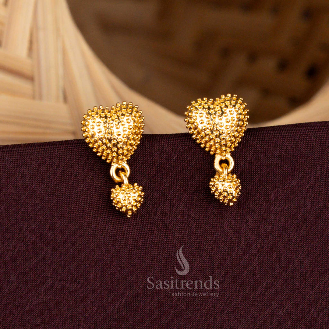 Micro Gold Plated Heart Design Earrings with Traditional Drop Style by Sasitrends