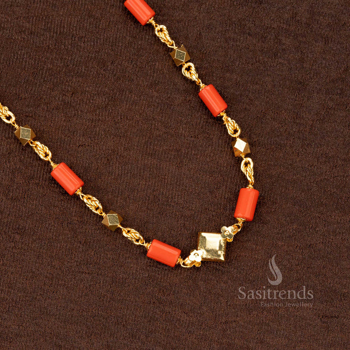 Micro gold plated Mangalorean chain necklace with intricate detailing, look like real gold – Sasitrends - Sasitrends