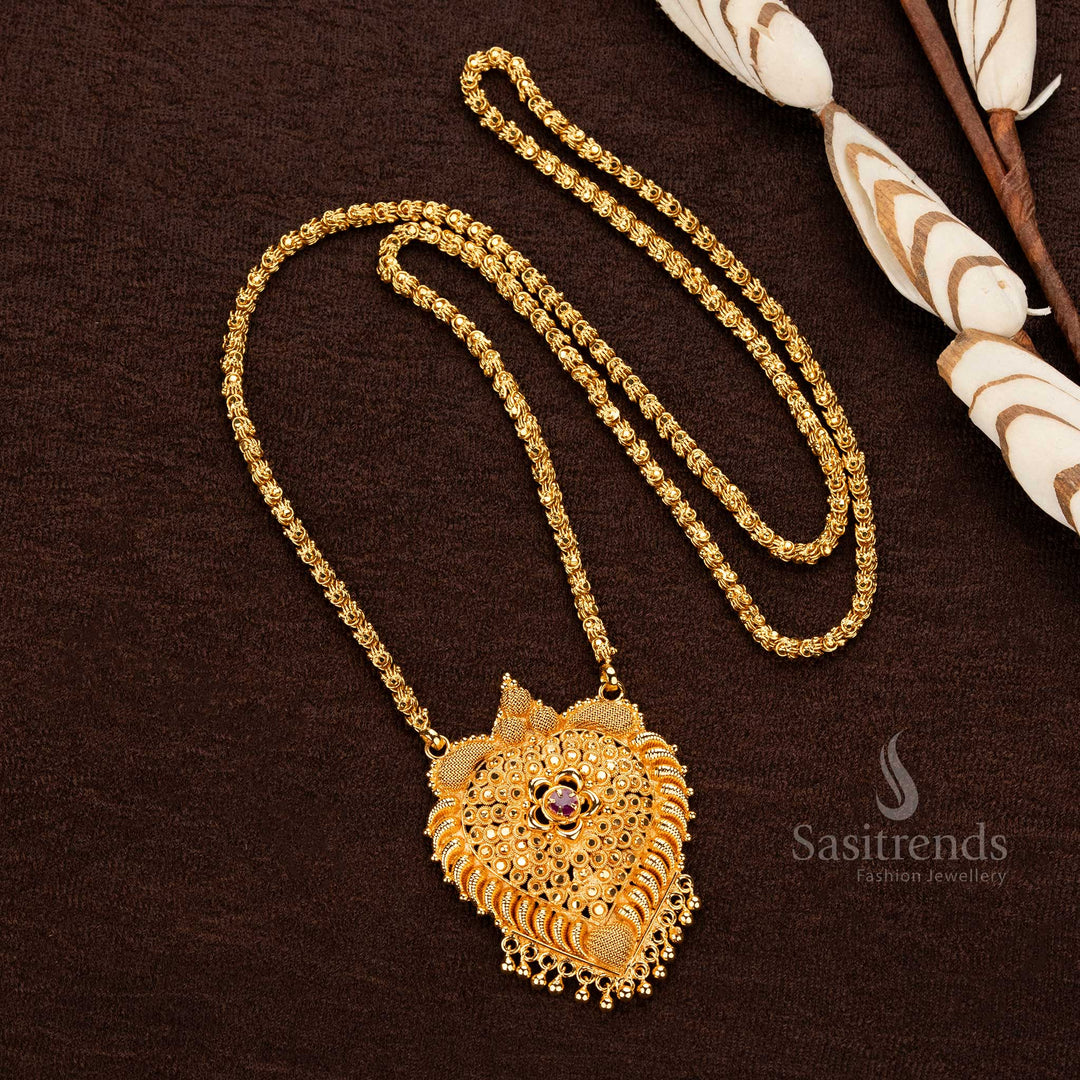 Trendy micro gold plated Dasavatharam pendant chain necklace for women - Sasitrends