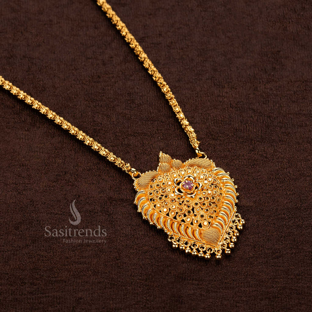 Traditional Dasavatharam pendant necklace with micro gold plating and designer chain - Sasitrends
