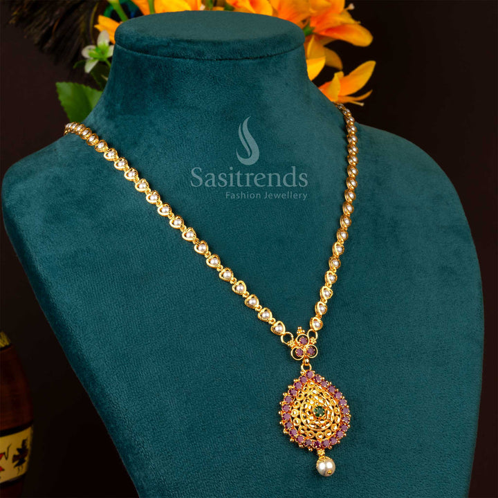 Exquisite Micro Gold Plated Emerald Pendant Necklace - Sasitrends