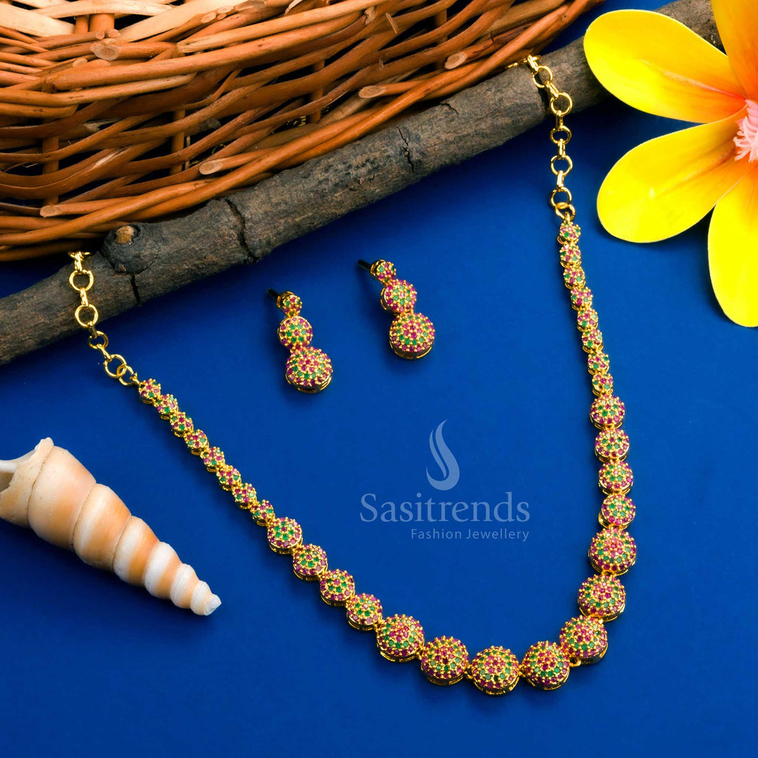 Royal ruby and green gold-plated stone jewellery set, a bridal masterpiece with handcrafted perfection - Sasitrends