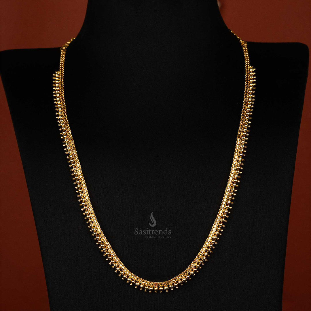 Timeless and classy micro gold-plated small ball long necklace featuring intricate craftsmanship - Sasitrends