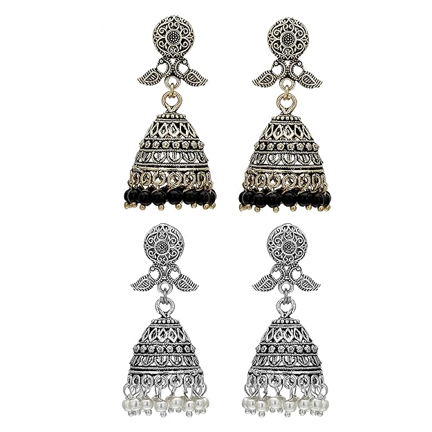 Traditional Wear Oxidised German Silver Peacock Designer Jhumka Earrings