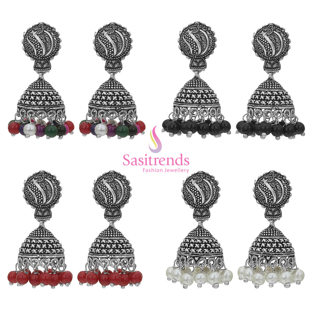 Elegant Oxidised German Silver Jhumka Set