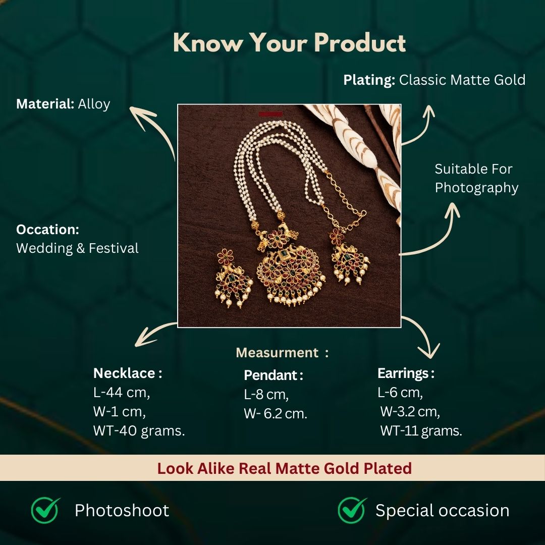 Classic Matte Gold Plated Jewellery Sets Measurement Image - Sasitrends
