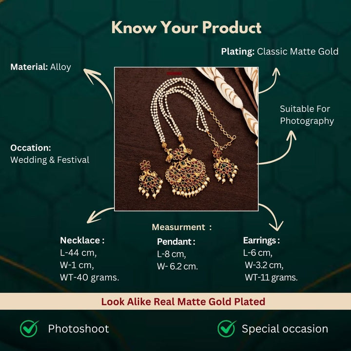 Classic Matte Gold Plated Jewellery Sets Measurement Image - Sasitrends