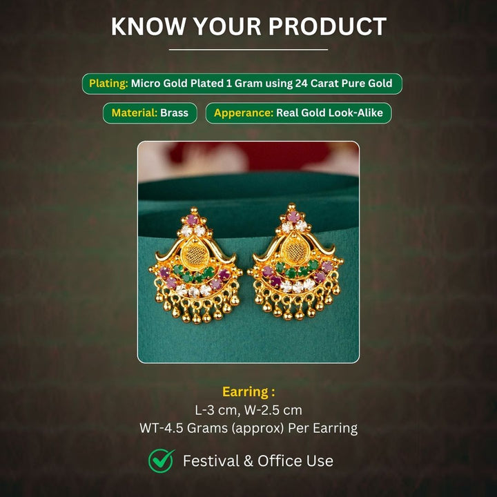 Micro Gold Plated Earrings Measurement Image - Sasitrends