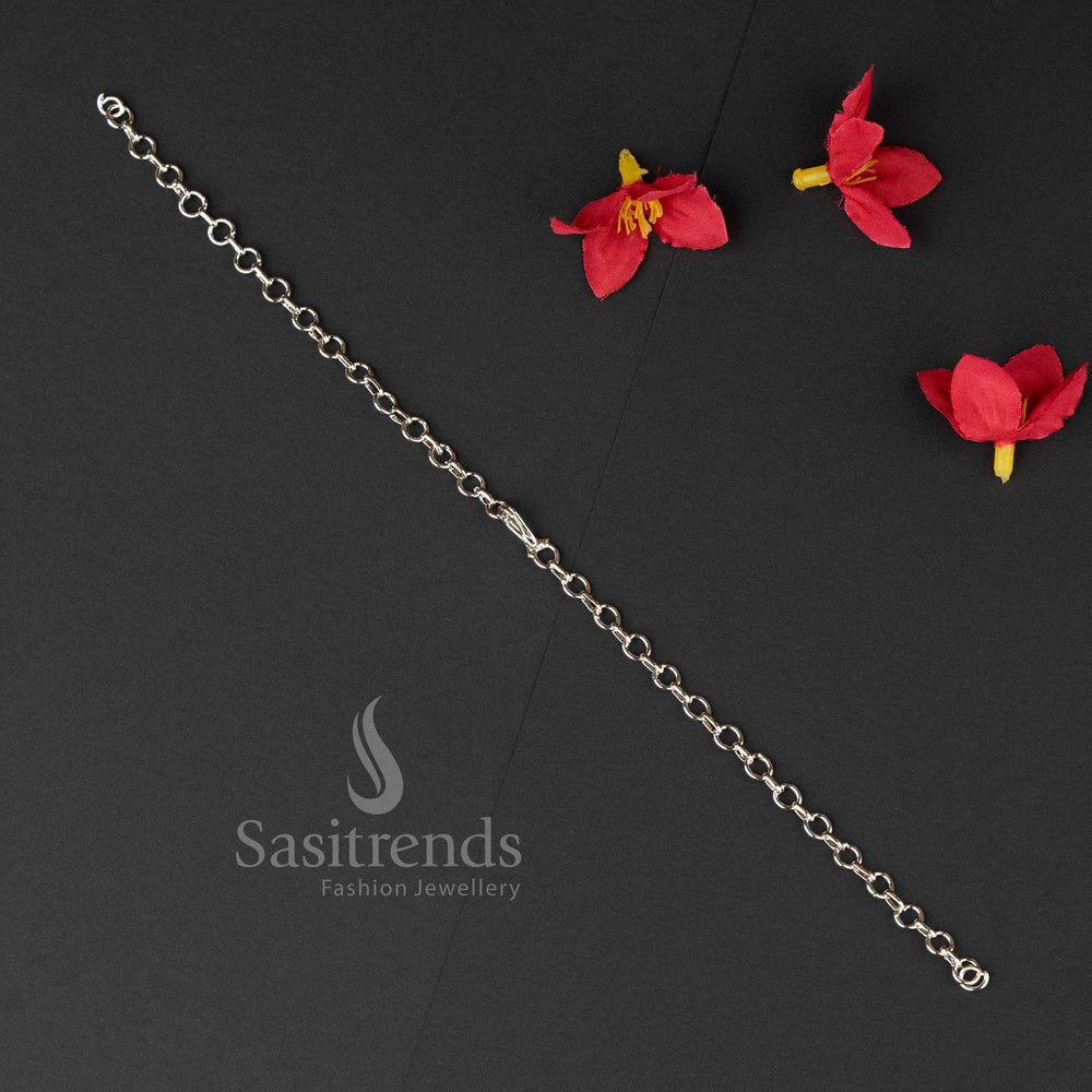 Modern Rhodium Silver Plated Brass Additional Back Chain for Necklace – Luxury Jewellery Accessory for a Refined and Contemporary Appearance - Sasitrends