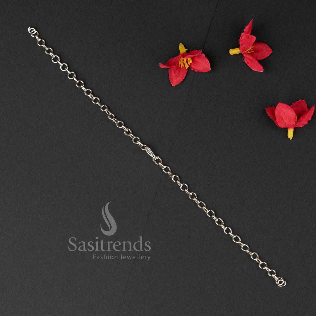 Modern Rhodium Silver Plated Brass Additional Back Chain for Necklace – Luxury Jewellery Accessory for a Refined and Contemporary Appearance - Sasitrends
