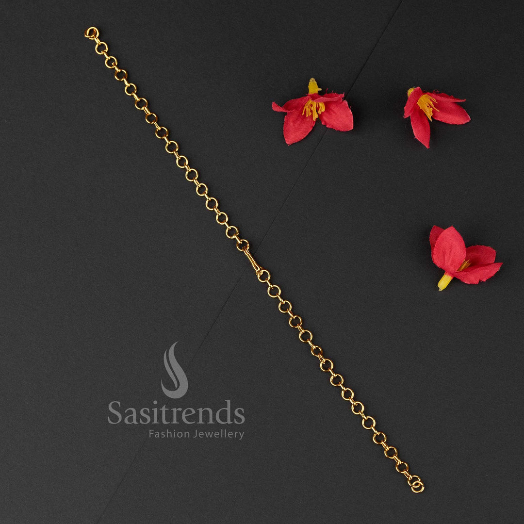 Handcrafted Matte Gold Plated Brass Back Chain for Necklace – Traditional Ethnic Adjustable Extension for a Secure and Elegant Fit - Sasitrends