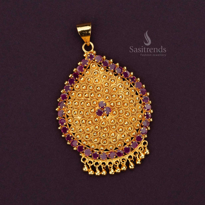 Exquisite Micro Gold Plated AD Stone Pendant for Traditional Occasions