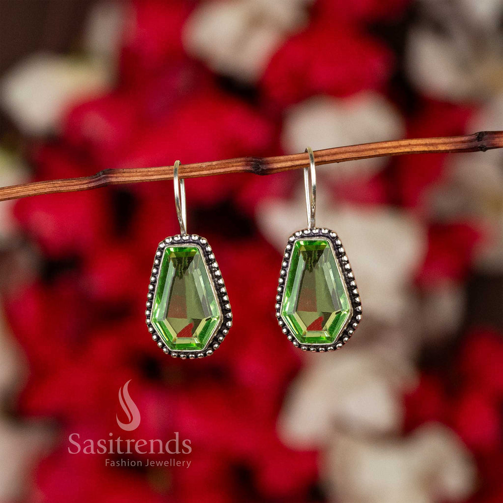 Latest Oxidised Light Green Fish Hook Earrings Sasitrends Online Shopping