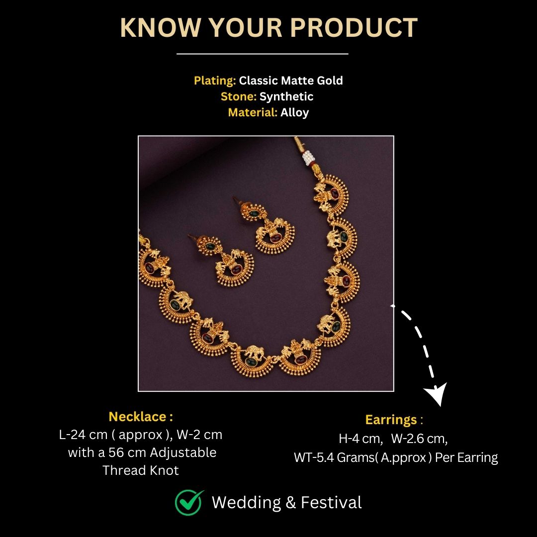 Classic Matte Gold Plated Jewellery Sets Measurement Image - Sasitrends