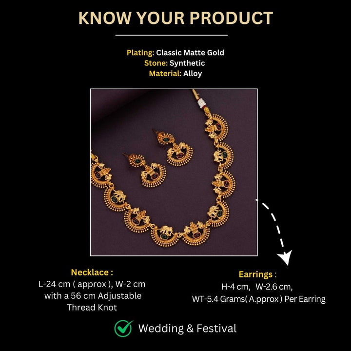 Classic Matte Gold Plated Jewellery Sets Measurement Image - Sasitrends