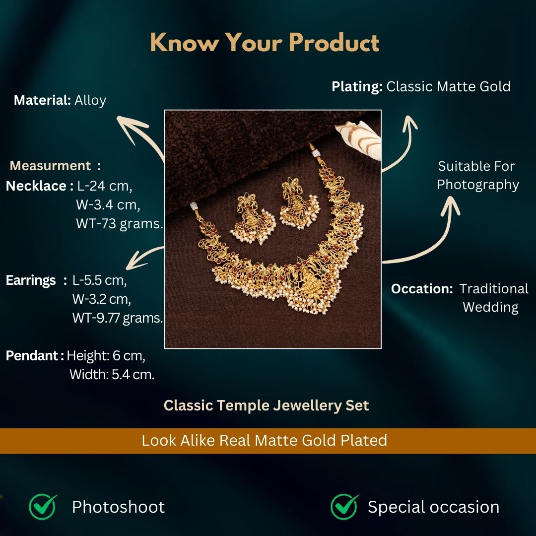 Classic Matte Gold Plated Jewellery Sets Measurement Image - Sasitrends