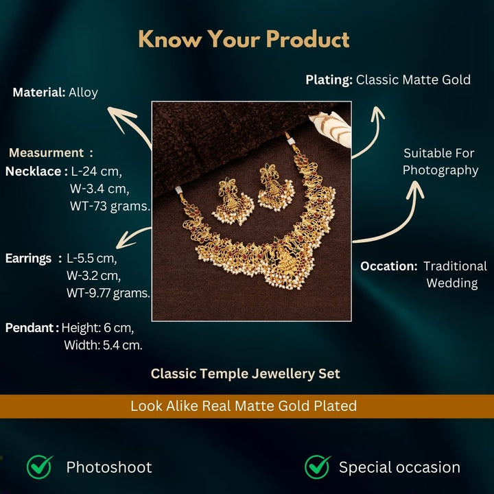 Classic Matte Gold Plated Jewellery Sets Measurement Image - Sasitrends