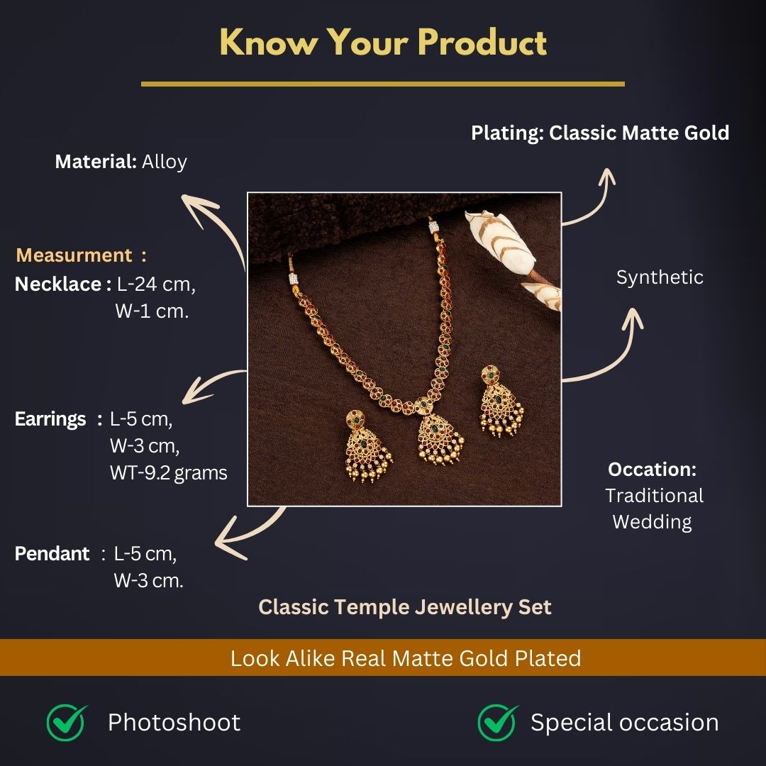 Classic Matte Gold Plated Jewellery Sets Measurement Image - Sasitrends