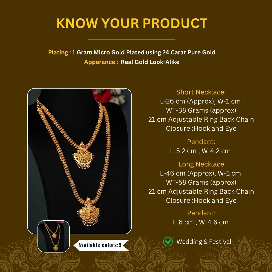 Micro Gold Plated Necklace Set Measurement Image - Sasitrends